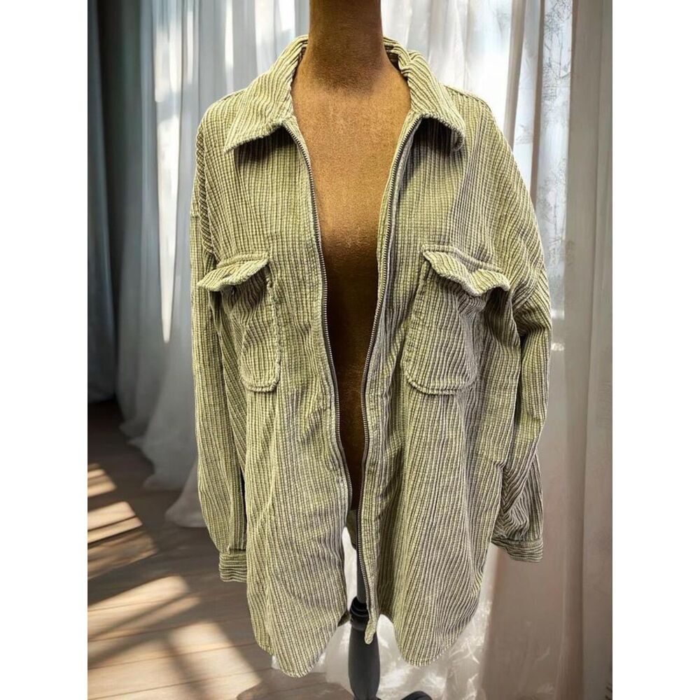Y2K Streetwear Military Grunge Utility Corduroy Cotton Zip Up Oversized Jacket